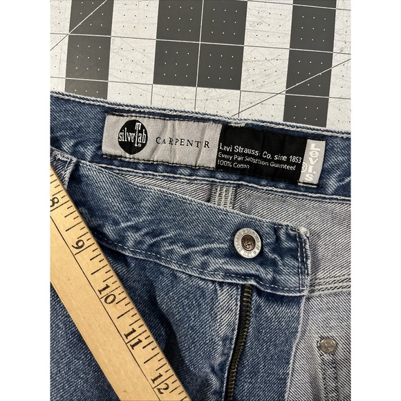 VTG Levi's Silvertab Carpenter Jeans Mens 38x32 Blue Fade Distress Wide-Leg Y2K - Picture 1 of 12